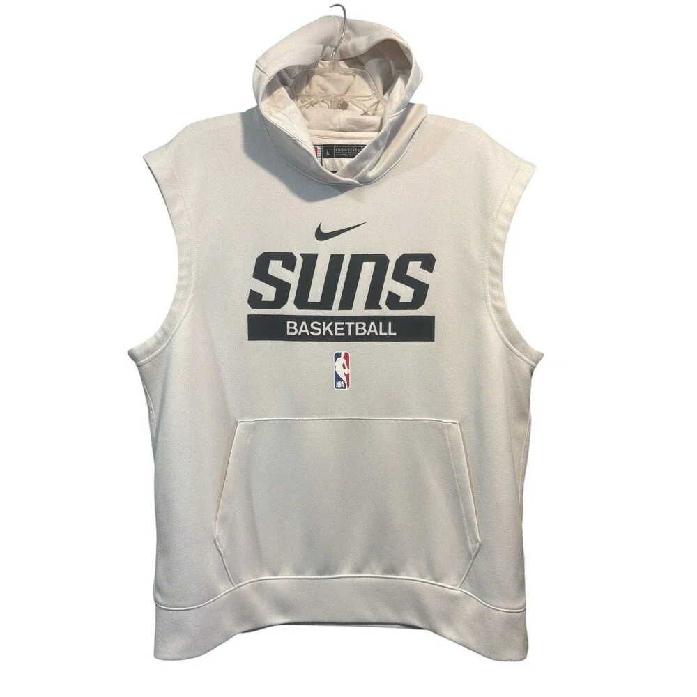 Nike Dri-Fit NBA Authentics Phoenix Suns Sleeveless Hoodie Cream Mens Large Tall